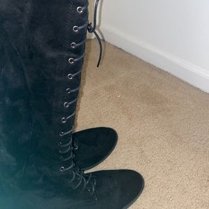 Over the knee suede boots